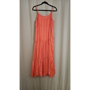 Women’s Coral Maxi Slip Dress with Spaghetti Straps